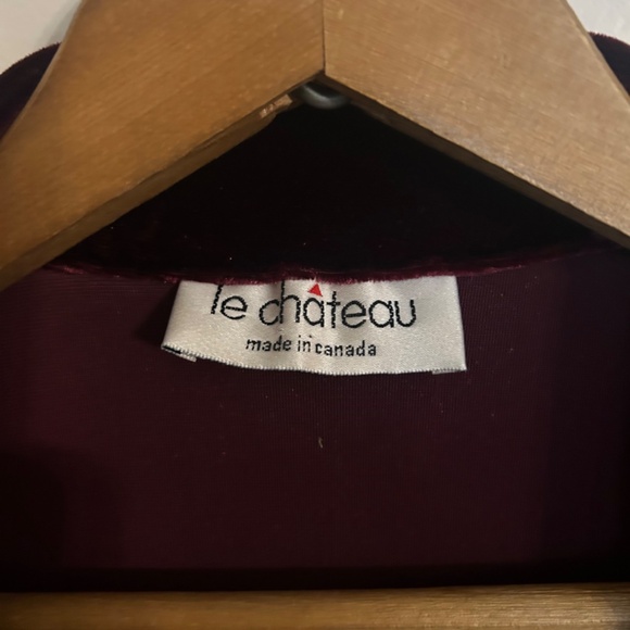 Le Château Vintage Burgundy Velvet Tie-Front Top - Picture 3 of 7